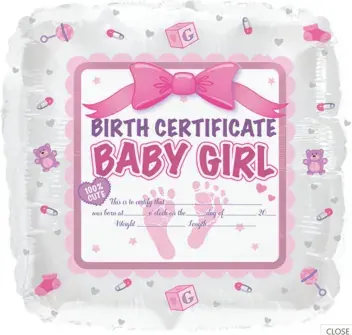 Birth Certificate Baby Girl