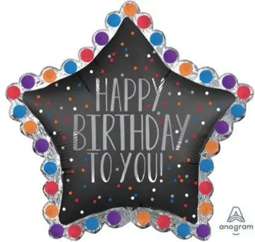 Happy Birthday To You star (black)