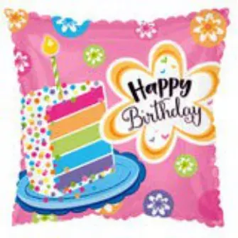 Happy Birthday cake slice (square)