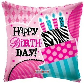 Happy Birthday candles & cake (square)