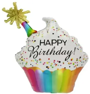 Happy Birthday cupcake (rainbow)