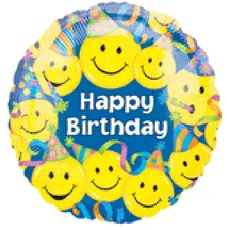 Happy Birthday smiley faces (blue)