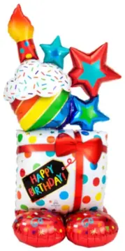 Birthday cupcake & gift stack (air filled)
