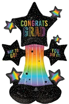 Congrats GRAD rainbow stars stand (air filled)