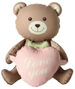 Teddy bear with Love You heart (air filled)