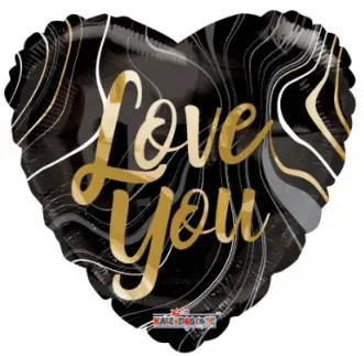 Love You marble heart (black & gold)