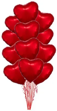 One Dozen Heart Balloons (any color)