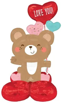Love You bear with balloons (air filled)