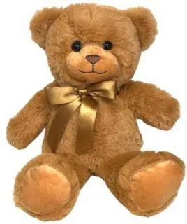 Brown teddy bear with bow